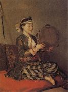 Jean-Etienne Liotard Turkish Woman with a Tambourine oil painting on canvas